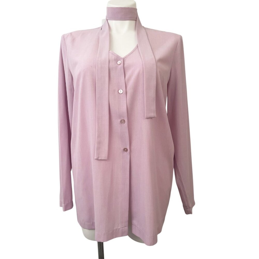 Worthington Women's 18T Flowy Long Sleeve Button-up Blouse V-Neck Tunic Workwear